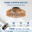 Ventilateur de plafond encastré en cage 20 "avec lumière et télécommande noir mat + PC + corde + fer-129989993