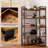 5 Tier Reversible Corner Bookshelf with 4 Hooks