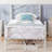 Mouin 2-Piece Metal Twin Bed Frame Set with Decorative Headboard and Footboard, Victorian Style White Platform Bed with Heavy-duty Slats Support, No Box Spring Needed-252447191