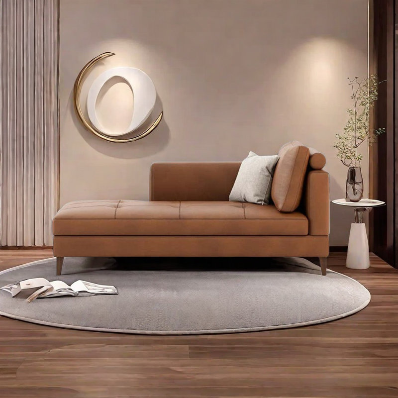 Chaise Longue - Leatherette & Solid Wood