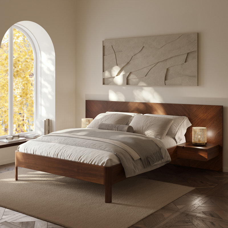 Amalfi Low Profile Bed With Built-In Nightstands, Queen