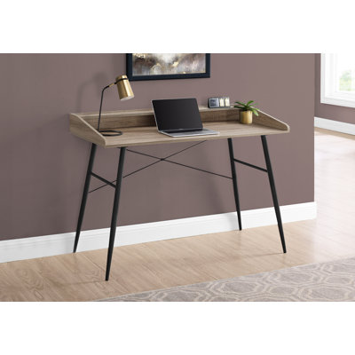 Computer Desk, Home Office, Laptop, Storage Shelves, 48"L, Work, Brown Laminate, Black Metal, Contemporary, Modern