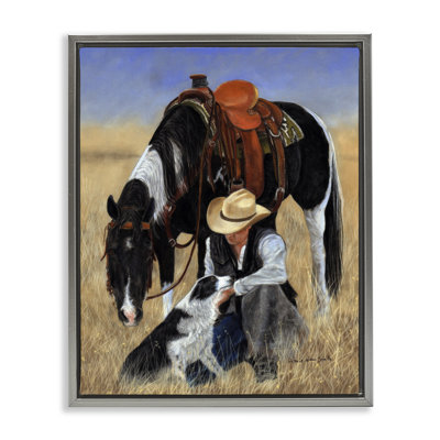 Cowboy avec chien et cheval