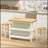 3 PCS Dining Table Set Rustic Retro Breakfast Table Dining Stools Rubber Wood for 2