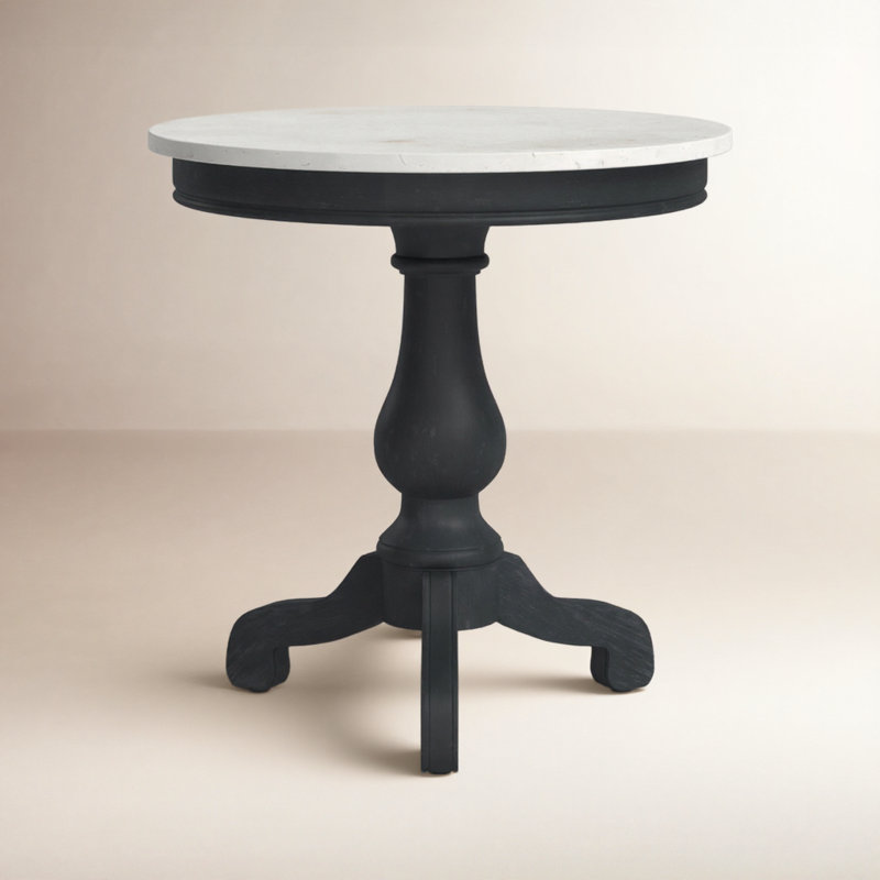 Danielle Marble 24" Pedestal Side Table, Weathered Black