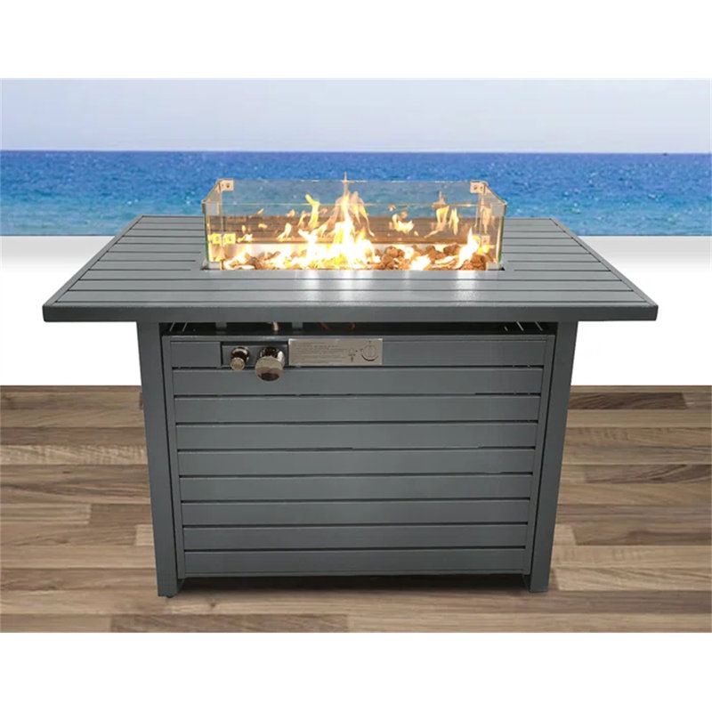 Foyer de table en acier au propane de 42 po x H 25 po avec couvercle