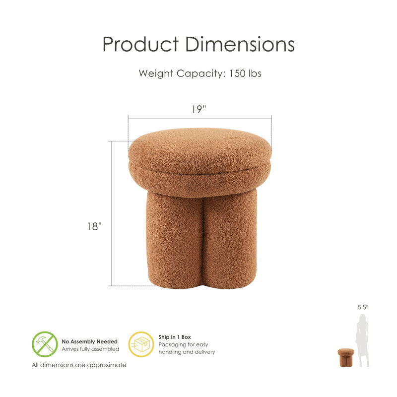 Baumann Mushroom Upholstered Ottoman, Orange