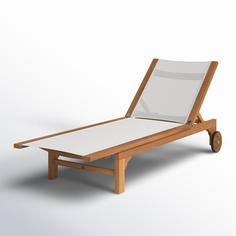 Montauk Sun-lounger Reclining Teak Chaise Lounge, White
