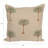Cotton Linen Blend Block Printed Pillow With Palm Trees