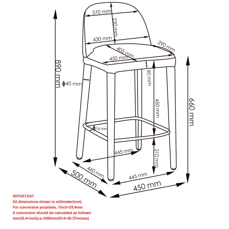 Tabouret de comptoir 26 po Modern, Tabouret de comptoir moderne 26 po, ensemble de 2 