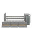 Lit plateforme simple en bois multifonctionnel avec bureau et tablette de rangement au bout du lit, lit gigogne intégré et 3 tiroirs-1331284401