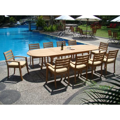 Marissa Luxurious 11 Piece Teak Dining Set by Rosecliff Heights