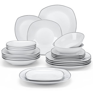 24 Piece Porcelain China Dinnerware Set - Service for 6