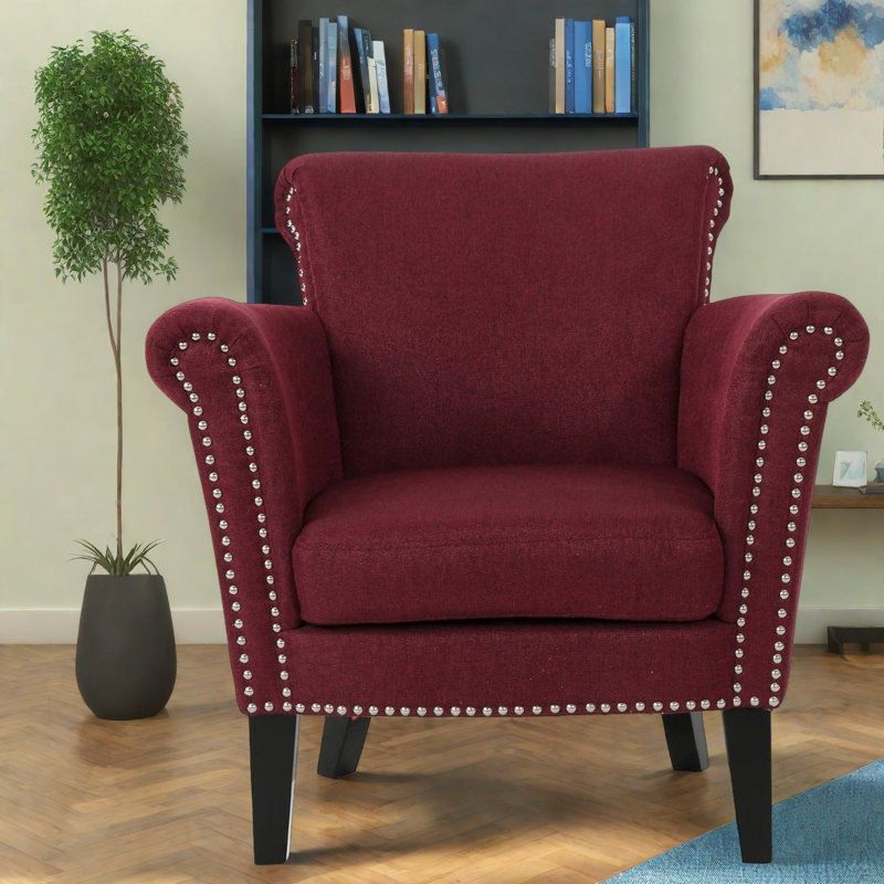 Chaises d'appoint bourgogne, pieds en bois revêtus de tissu, maison moderne