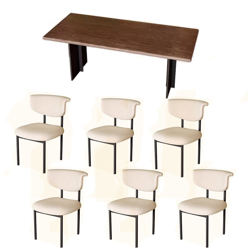Nordic vintage solid wood dining tables sets, 29.53"H x 70.87"L  x 35.43"W
