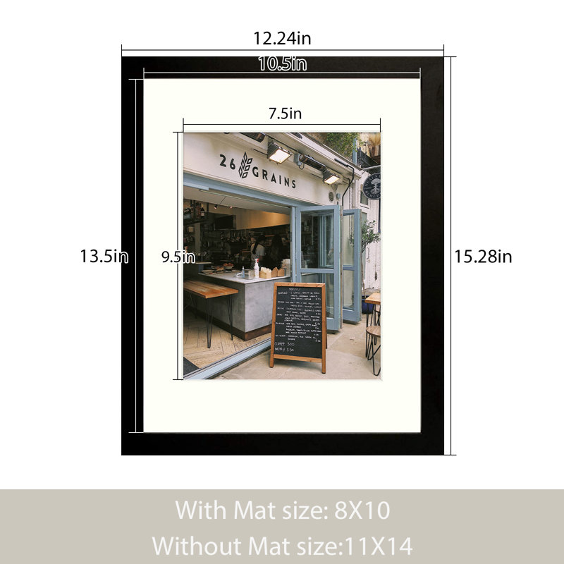 Dreketi Matte MDF Wall Hanging Picture Frame, Black, 11" x 14"