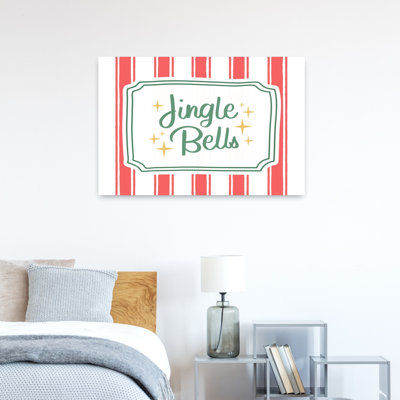 Jingle Bells Holiday Cheer Abstract Contemporary Winter Landscape Wall Art Print 1 Piece Wrapped Canvas Wall Art