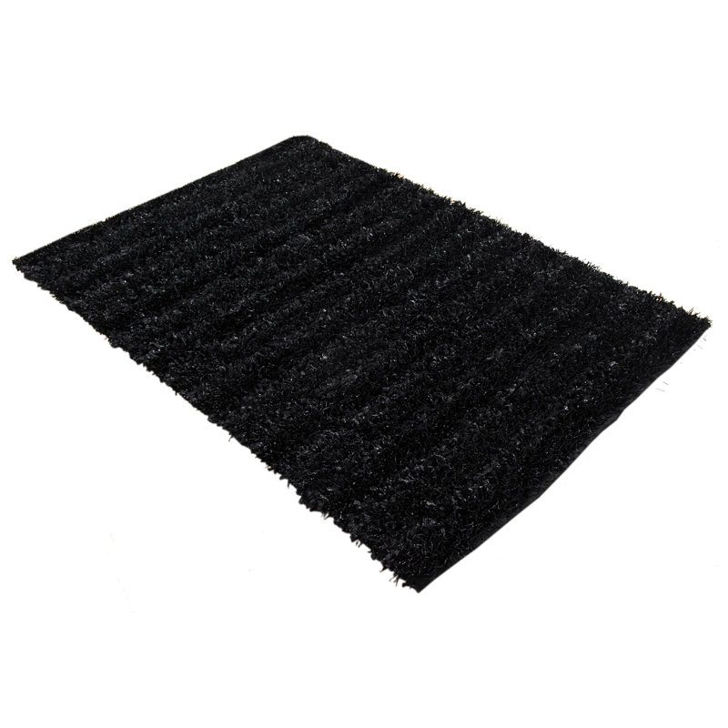 Tapis fait main noir shag Seabury, Rectangle 4 'x 6'