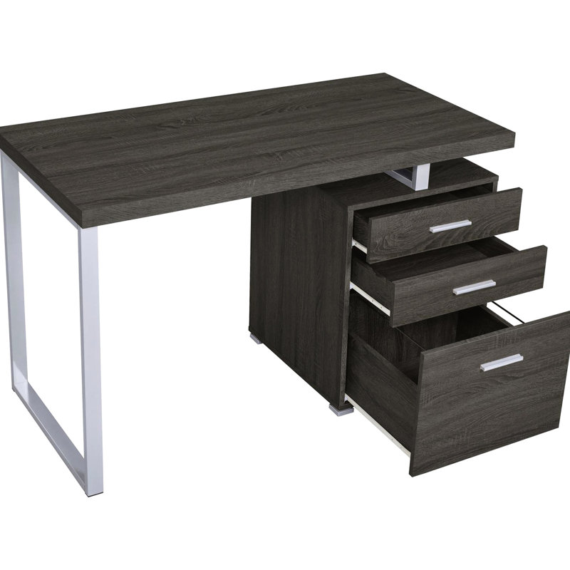 Bureau gris avec 3 tiroirs spacieux