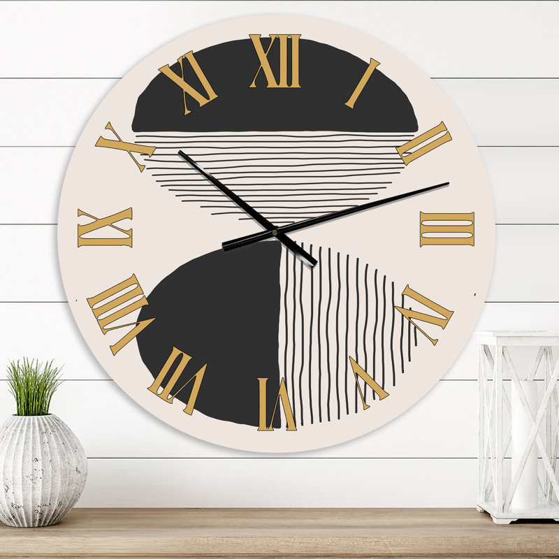 Minimal Geometric Lines and Circle IV - Horloge murale moderne, Petit