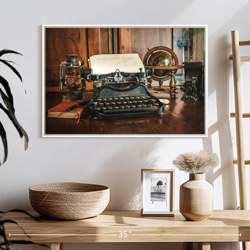 Antiquités, 25 po x 17 po, Cadre flottant blanc