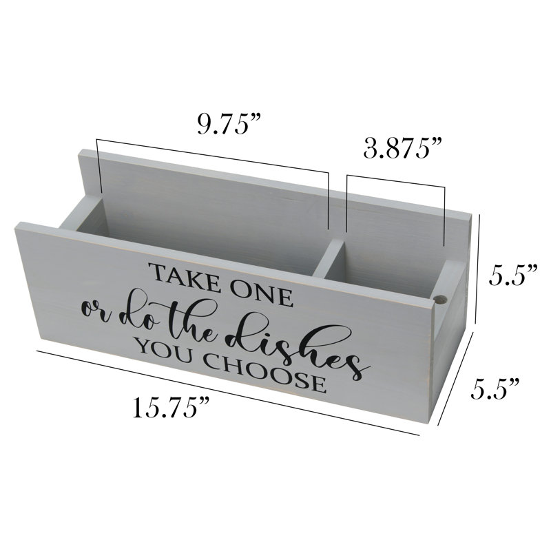 Wood Rectangle Flatware Caddy, Grey Wash