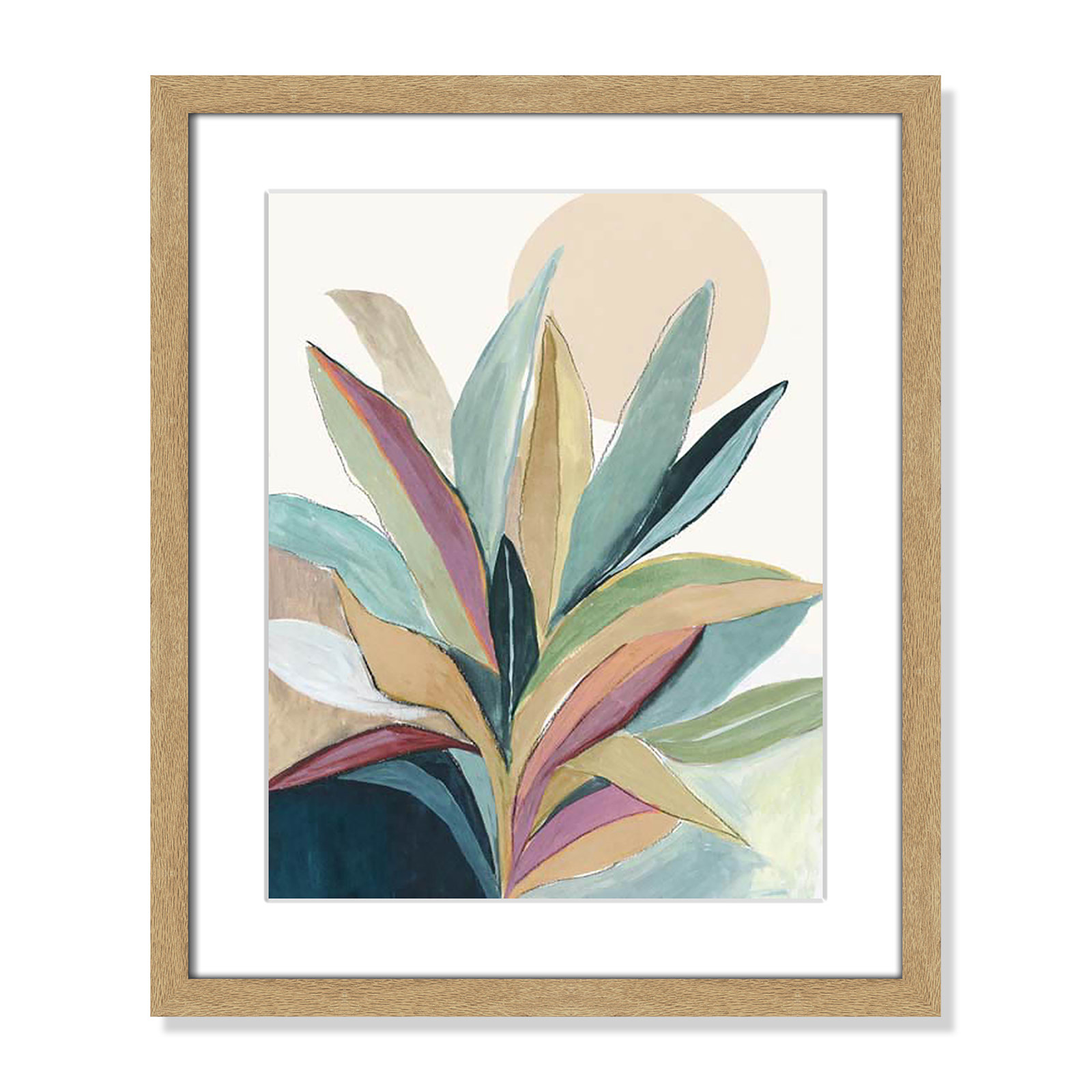 Sherbrooke Sunny Bright Leaves I by Asia Jensen Print, No Mat, Natural Woodgrain Single Picture Frame