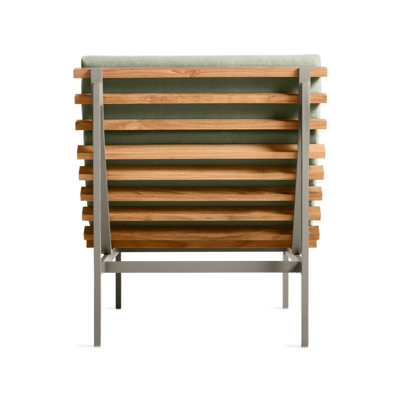 Perch Outdoor Teak Chaise Lounge, Sunbrella Linen, Charcoal