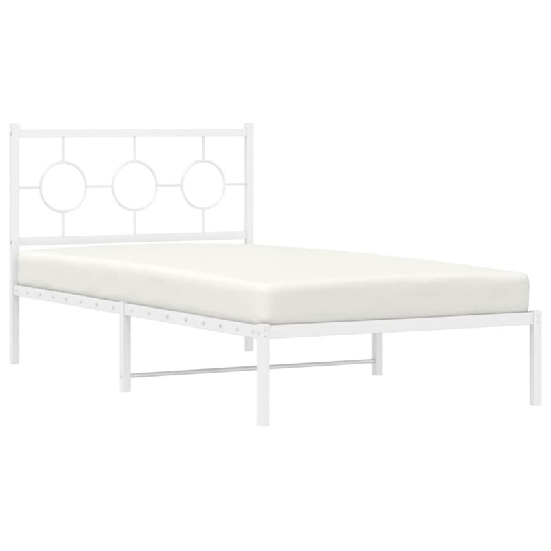 Base de lit en métal avec tête de lit Vidaxl, Simple TG, Blanc