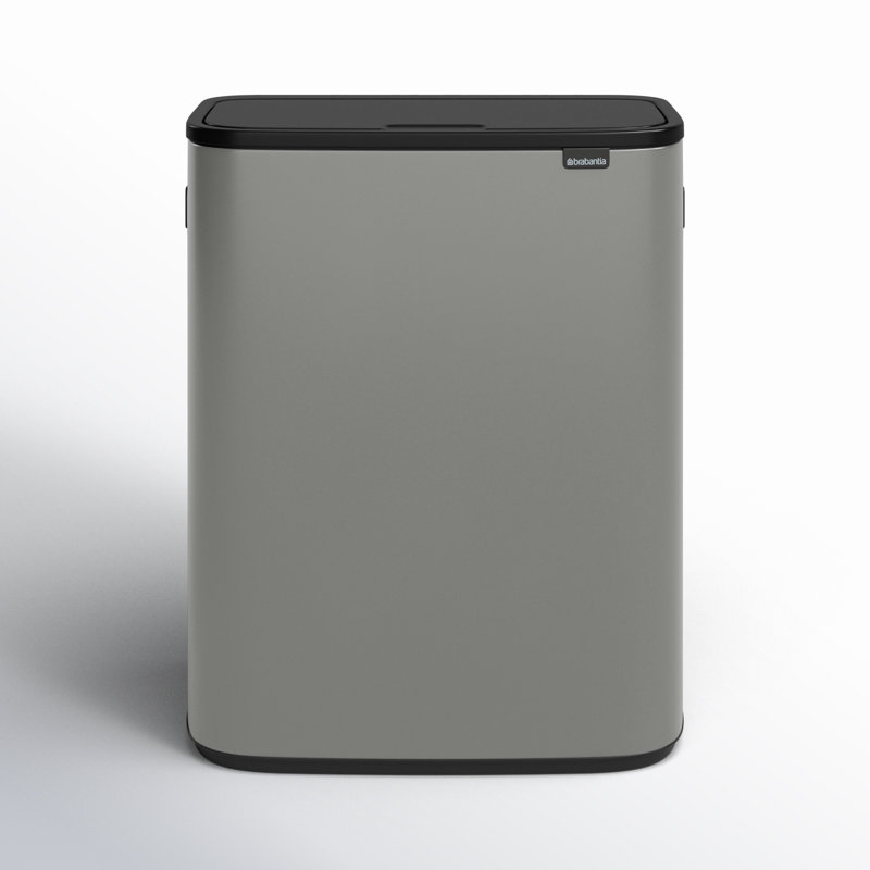 Brabantia Bo Touch Top Dual Compartment Recycling Trash Can, 2 x 8 Gallon (16 Gallon Capacity), Mineral Concrete Gray