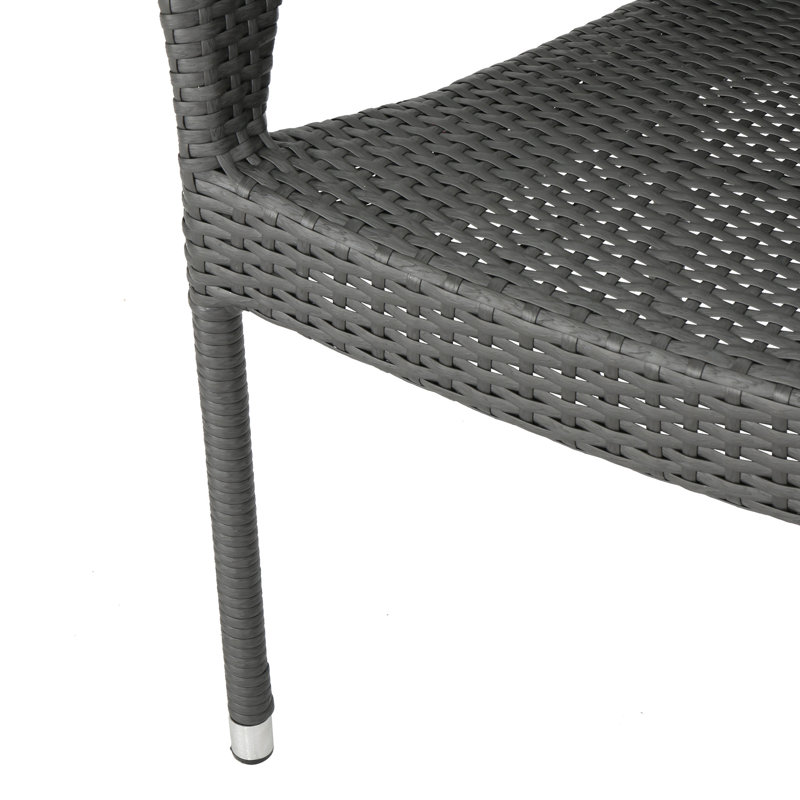 Feumore 6 - Person Wicker Patio Dining Set with Rectangular Table, Grey