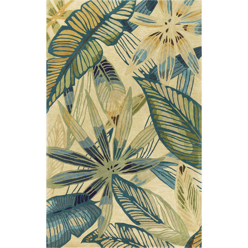 Tapis rond ivoire ou bleu sarcelle 5 po