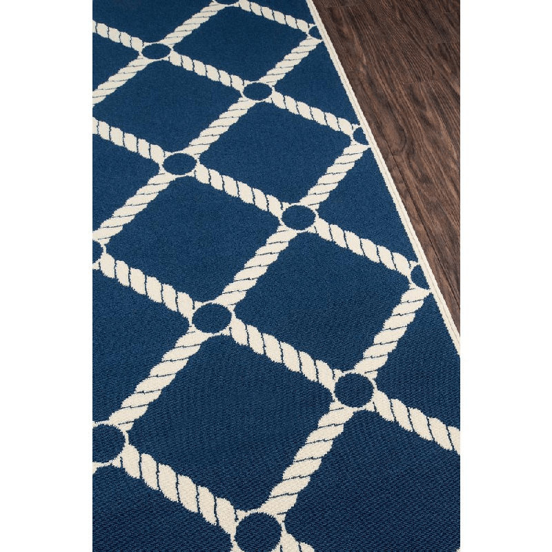 Tapis bleu marine / ivoire Yepez, Rectangle 7 pi 10 po x 10 pi 10 po