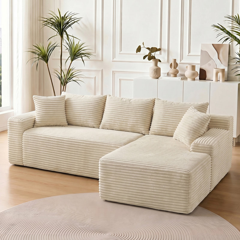 Canapé modulaire Cloud Couch avec rangement et méridienne, Tissu beige