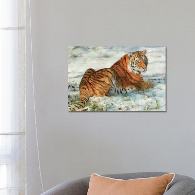 Tiger In Snow - Wrapped Canvas Print