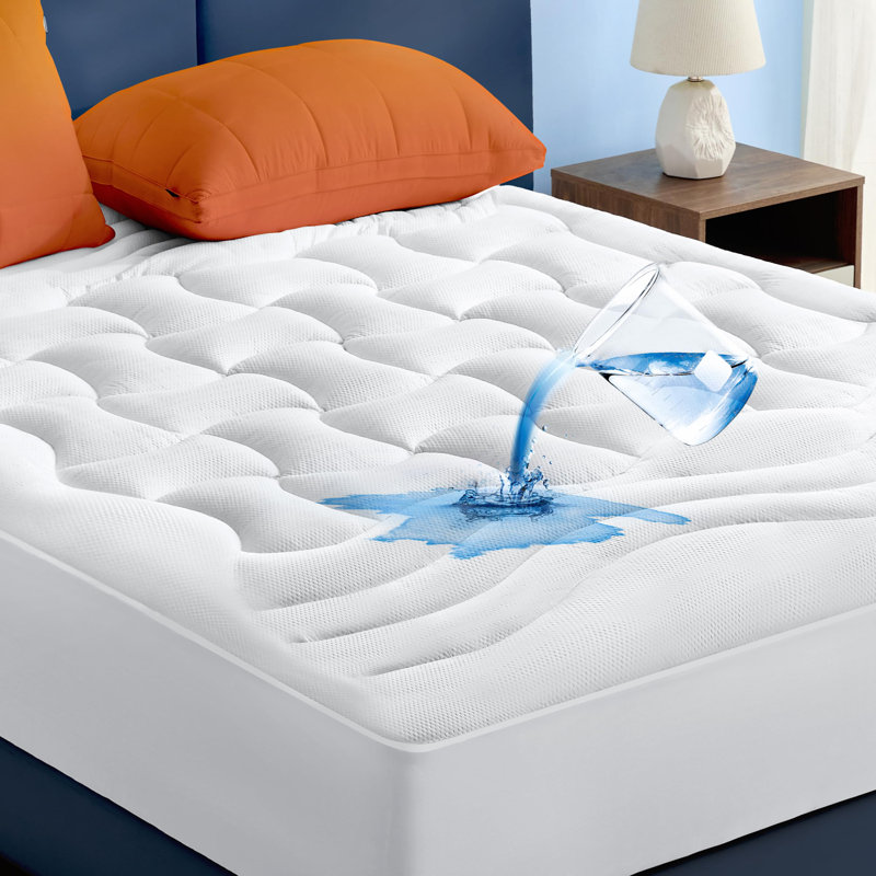 Bedsure Quilted Fitted Waterproof Mattress Pad Topper, King, White