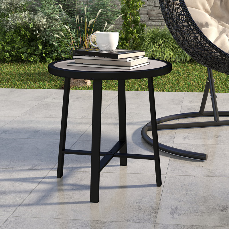Round 50.5Cm L Outdoor End Table, Grey