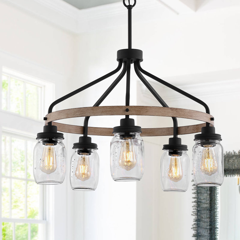 Albie 5 - Light Wagon Wheel Chandelier