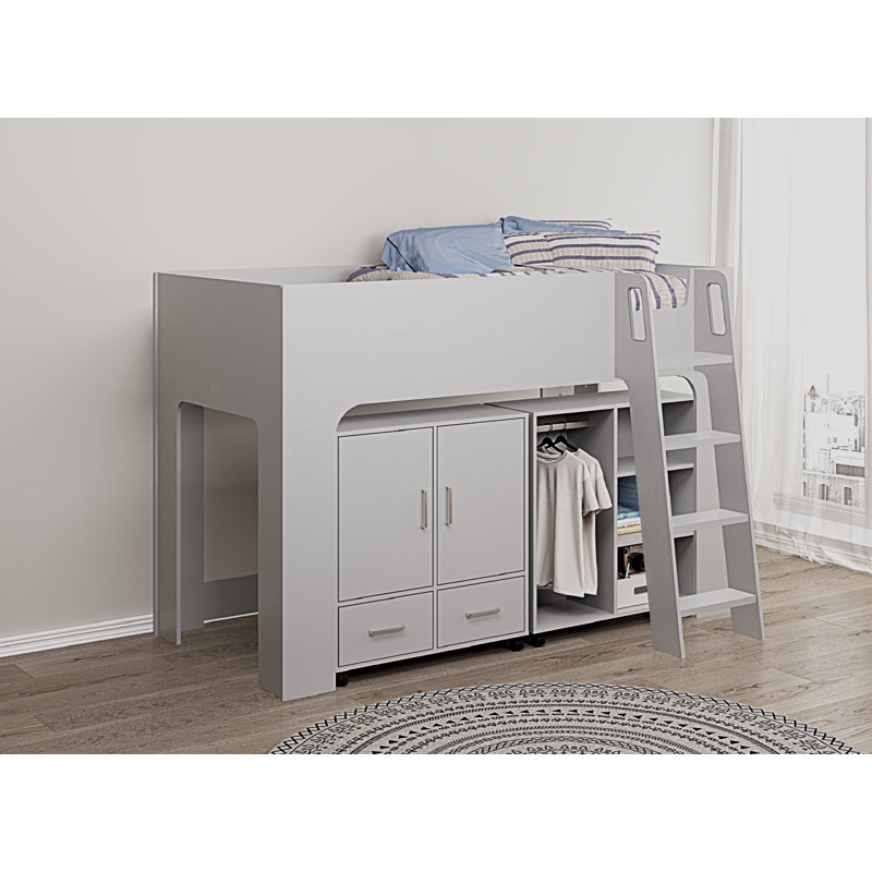 Webrook 90 X 190cm Mid Sleepers with Storage Included, Grey
