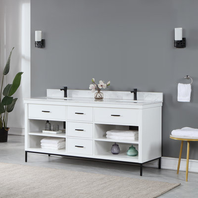 Adaire 72'' Double Bathroom Vanity with Cultured Marble Top