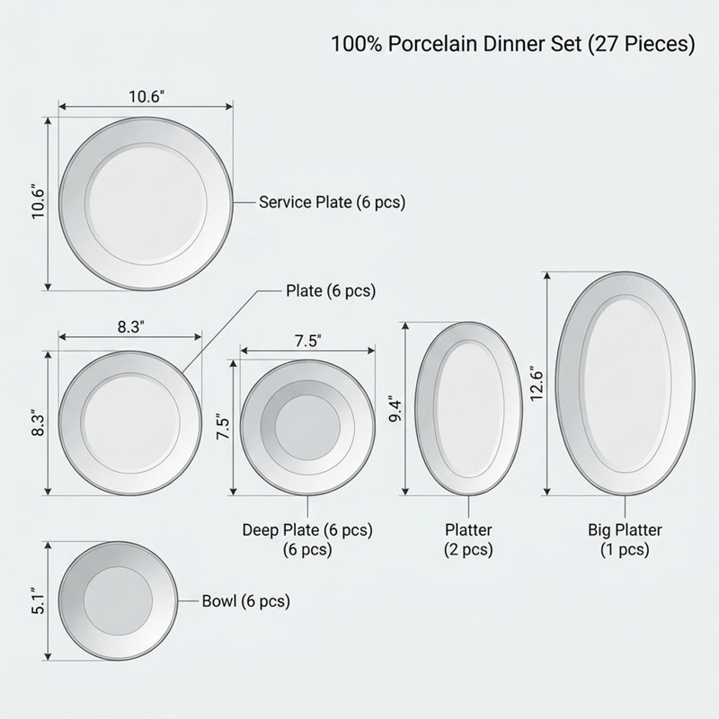 Service de table en porcelaine dorée et blanche Golden Meadow (service de 27 pièces pour 6 personnes)