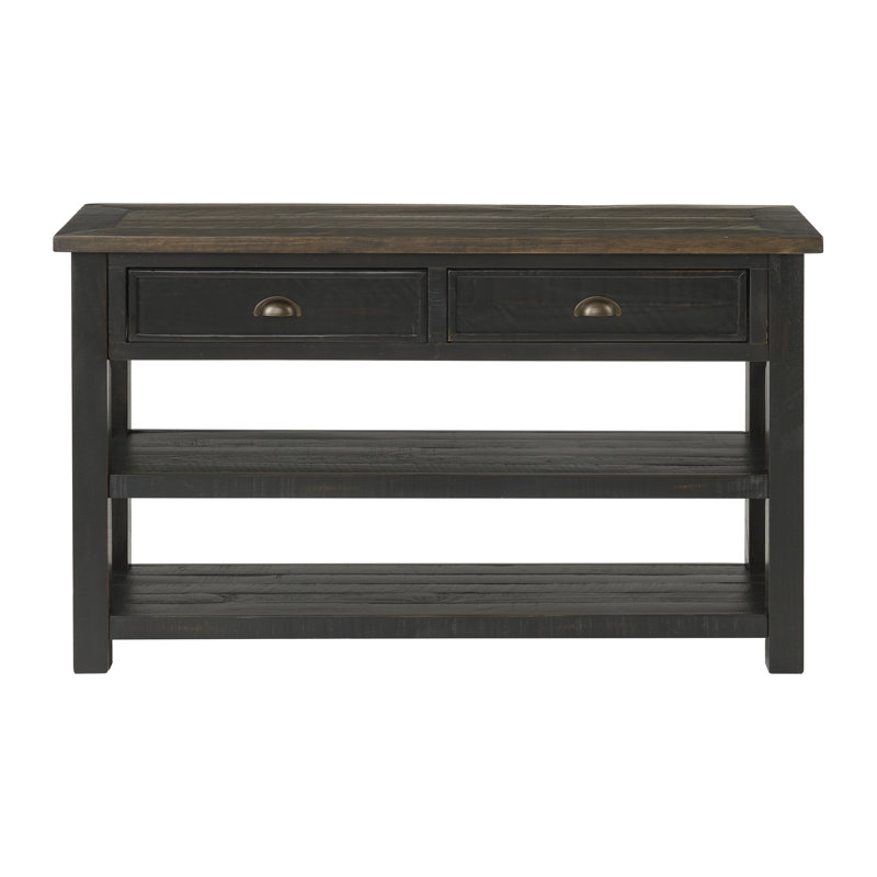 Console en bois massif 50 "Holliman, Noir/brun
