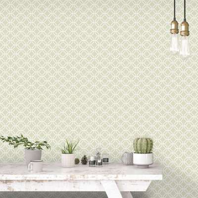 Secret Garden Octogonal Trellis Design 33' L x 21" W Wallpaper Roll