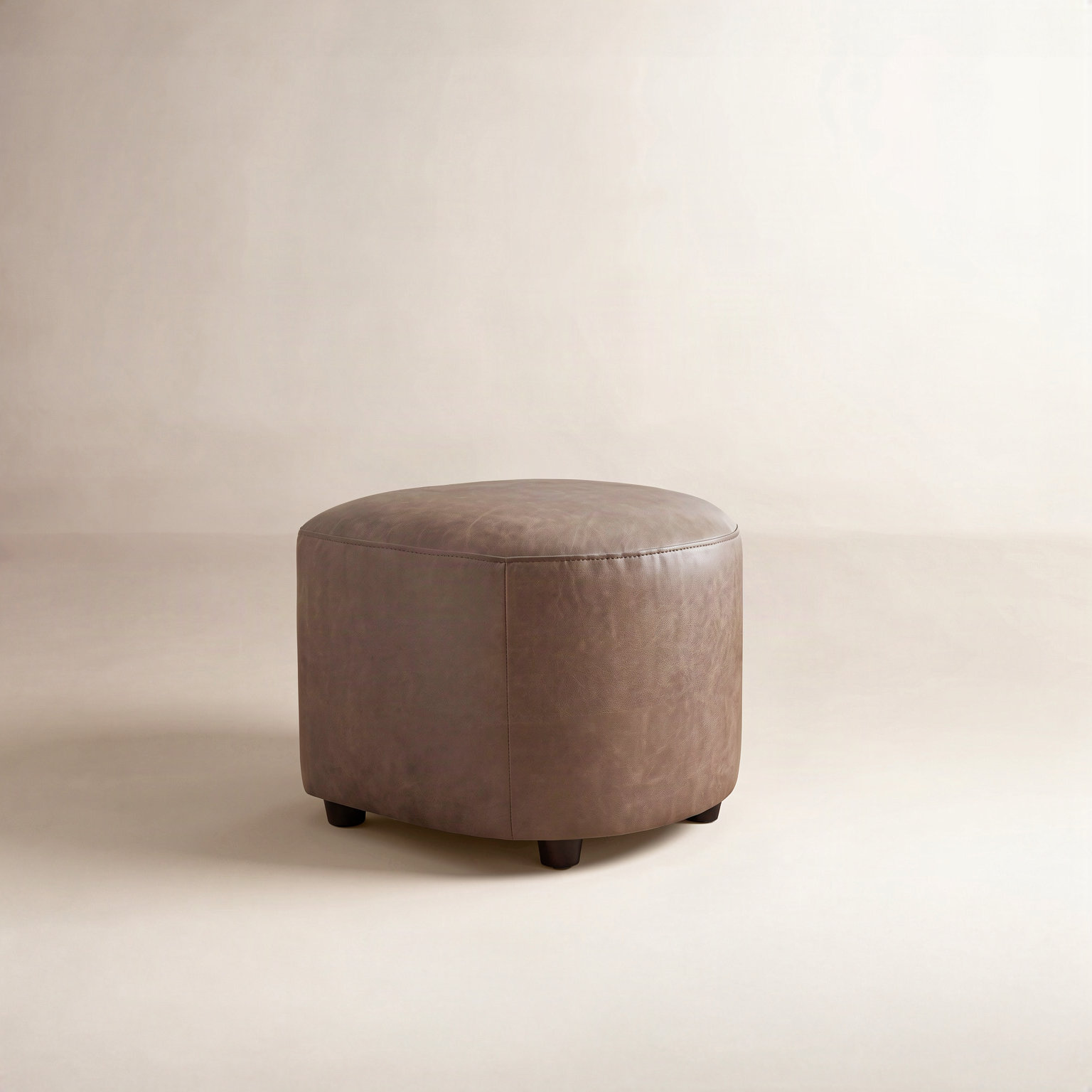 Bobbi 22" Genuine Leather Ottoman, Camel
