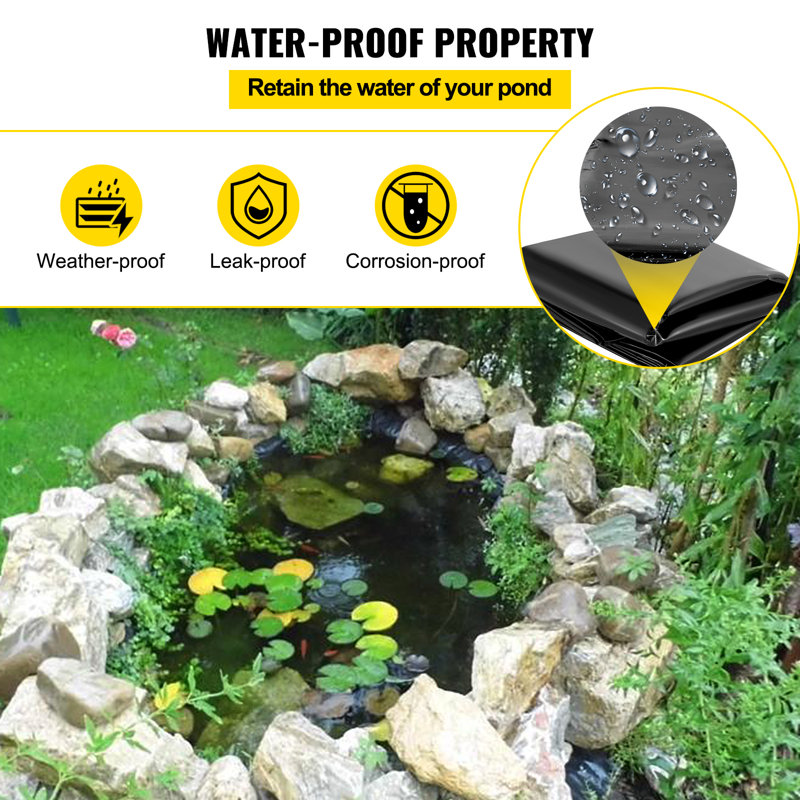 Black LLDPE Pond Liner 20x25 ft for Fish Ponds and Waterfalls