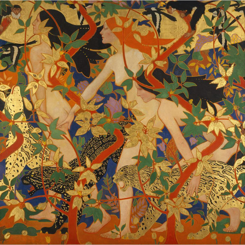 «Diana and Her Nymphs» par Robert Burns - Art mural sur toile tendue avec châssis, H 24 po x l 17 po