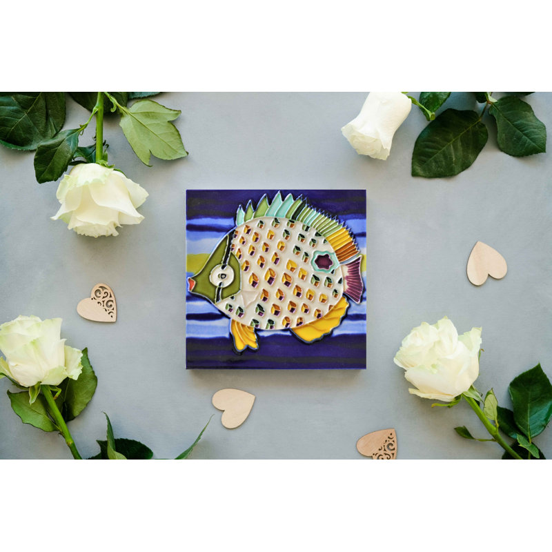 6x6" Pufferfish Ceramic Art Tile Drink Holder Coaster