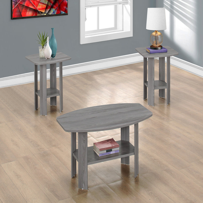 Ensemble de table, ensemble 3 pièces, café, bout, côté, accent, stratifié, transitionnel, Gris