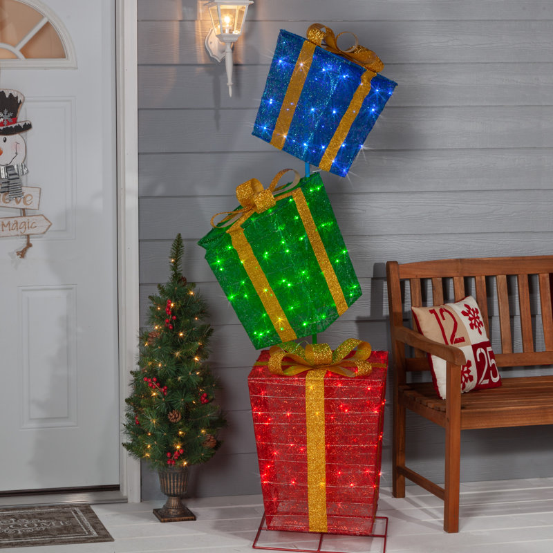 6 ft. Tall Stacked Illuminated Christmas Present Outdoor Décor