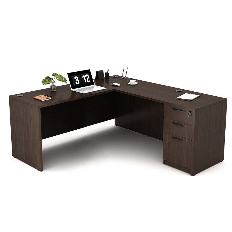 L-Shaped Executive Desk, Brown